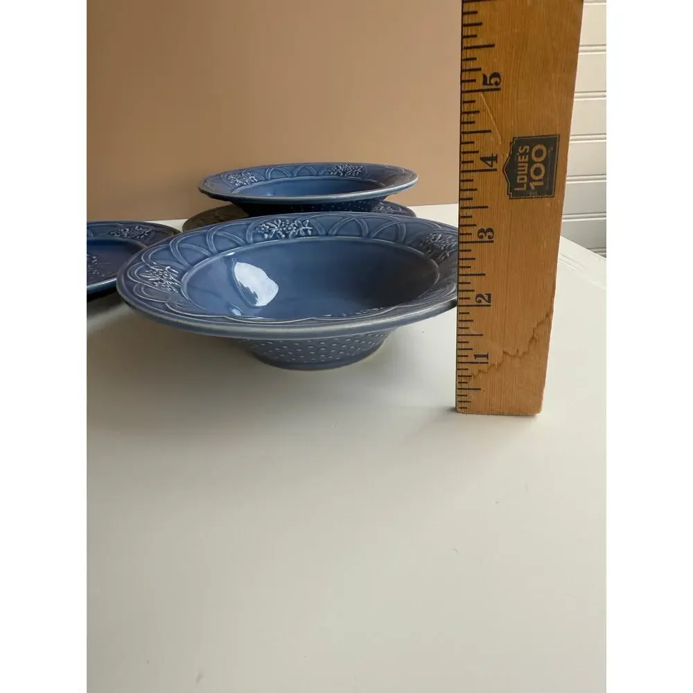 Bordallo Pinheiro Set of Two Blue Floral Arches Bowl and Salad Plate Set